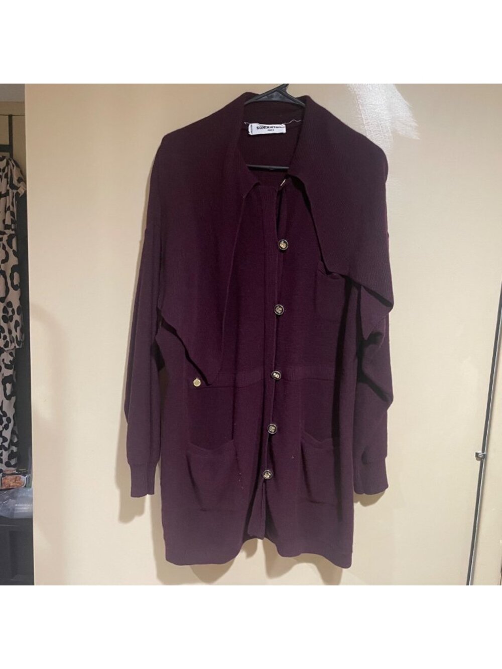sonia rykiel cardigan ribbed knit with gold buttons